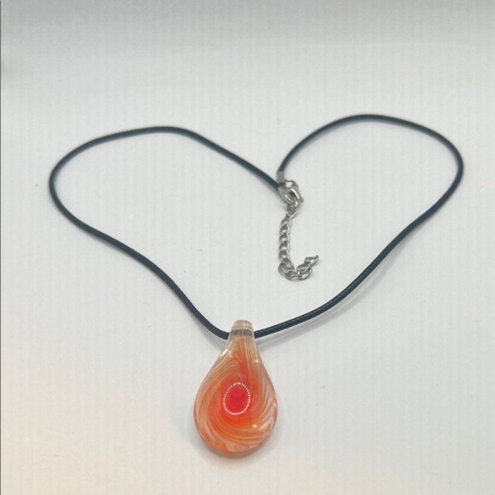 Teardrop Swirl Glass Lampwork Pendant